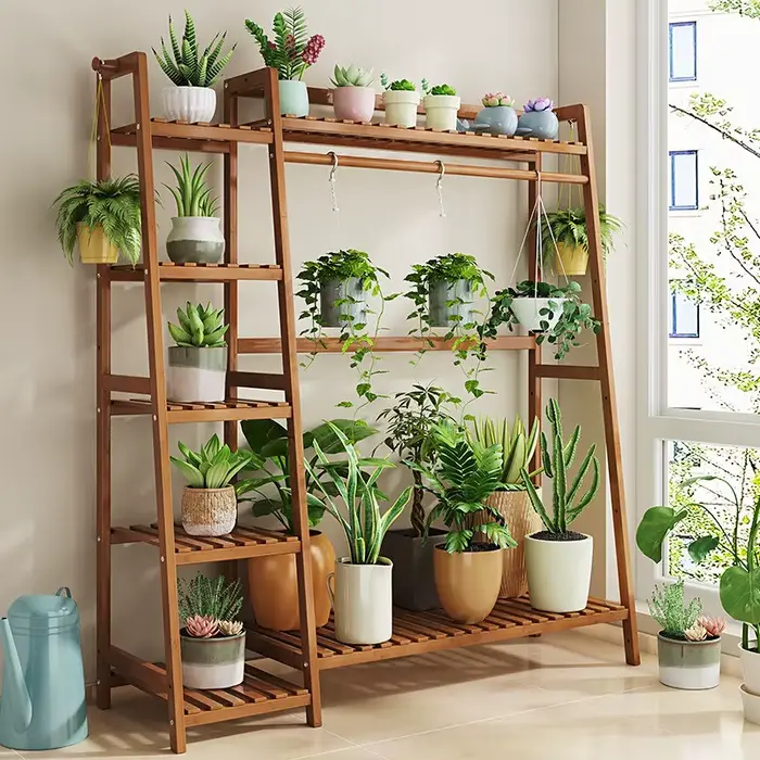 Support de plantes en bois pour balcon, pot à roses, meuble d'extérieur d'angle, mobilier de jardin et de porche