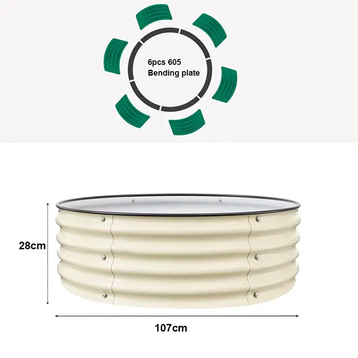 Boîte de jardinière ronde en métal pour fleurs, jardin extérieur, lit suréWer, 42 po, 107cm