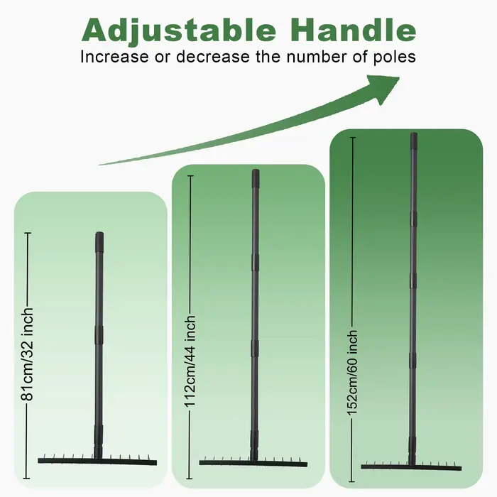 Râteau à chair de jardin avec manche Long réglable de 60 pouces