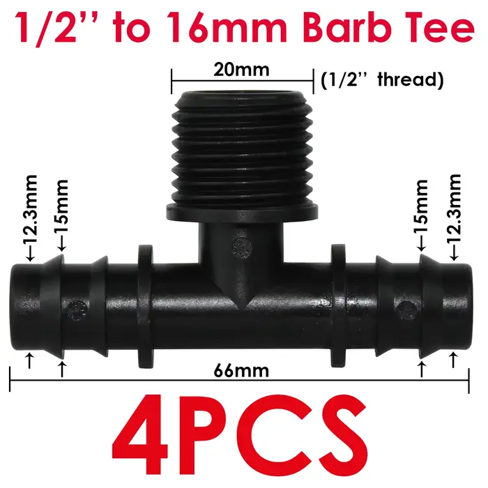 KESLA 4 pièces 1/2 "3/4" fileté 16 20 25MM PE tuyau barbe té connecteur adaptateur Tubes Joints jard