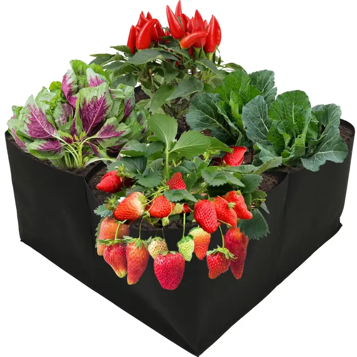 Lit de plantation surélevé en tissu, 4/8 grilles, lit de jardin carré en feutre, sac de culture de f