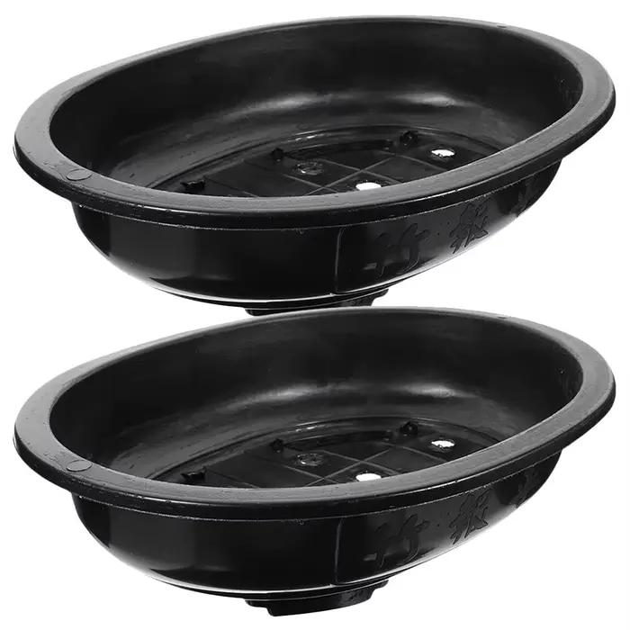 Lot de 2 grands pots ovales pour fleurs et bonsaïs, en plastique premium réutilisable, pour plantes 