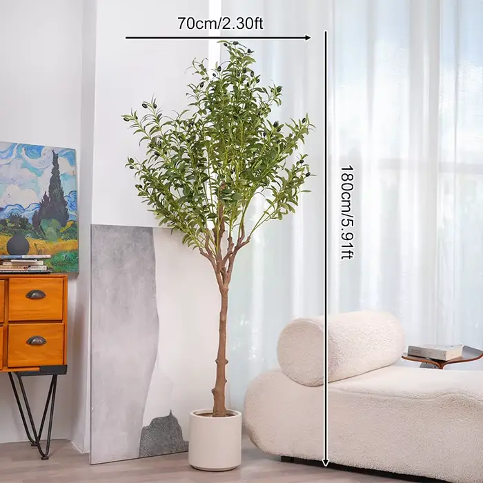 Grand Olive Artificiel au Toucher Réel avec Pot, Faux Arbre Tropical, Plantes de Sol, Décoration de 