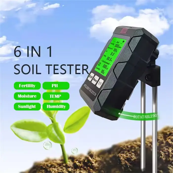 Testeur de sol 6 en 1, fertilité du sol, pH, température, humidité, lumière du soleil, détecteur d'h