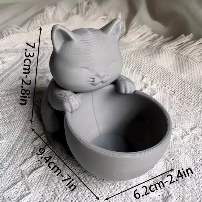 Pot en forme de chat avec trous de drainage - Design unique pour les succulentes