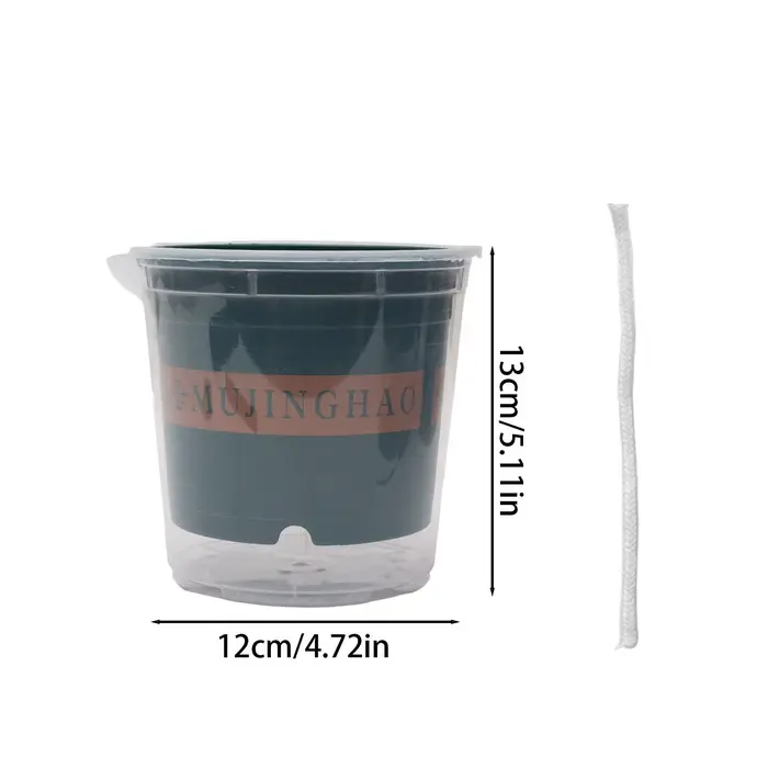 Pots de plantes verts transparents avec trou de drainage, pot à fleurs à absorption automatique d'ea