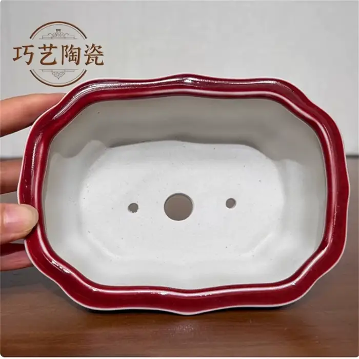 Pot de bonsaï coloré vitré en porcelaine