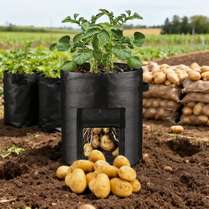 Sac de culture de pommes de terre avec fenêtre de visualisation