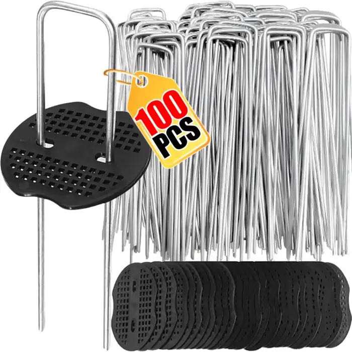 Piquets de jardin en U robustes, clous de fixation pour gazon, piquets galvanisés pour aménagement p