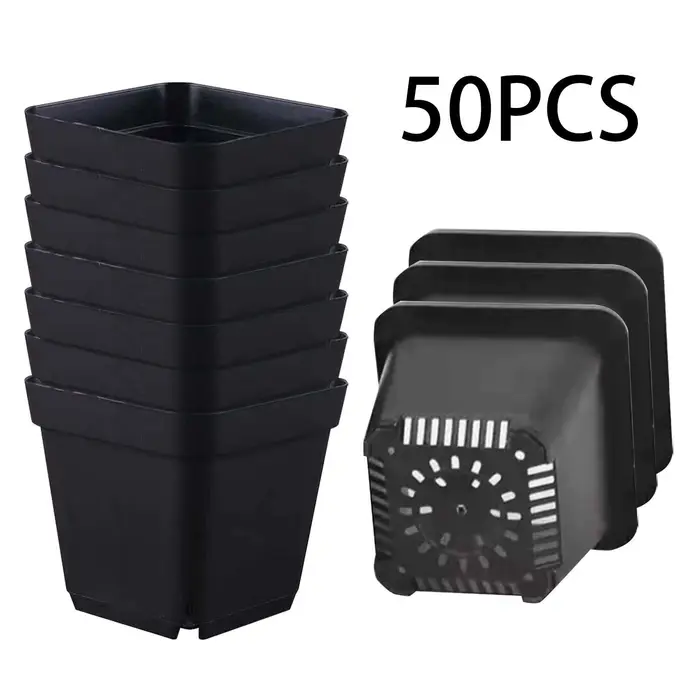 Pots de semis réutilisables, 50 pièces, Pots de jardinage carrés pour plantes de démarrage, Pots de 