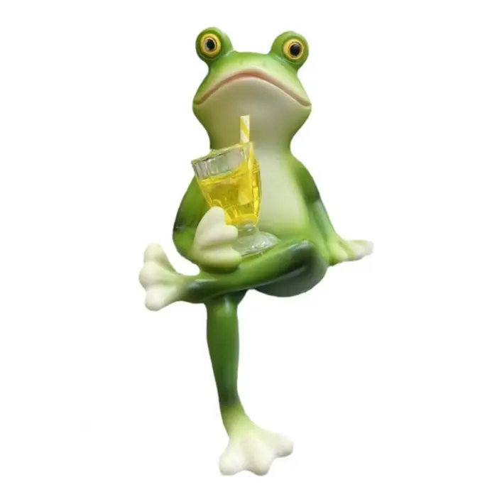 Pot de fleur suspendu de grenouille peint à la main, Figurines d'animaux décoratifs sur pied, orneme
