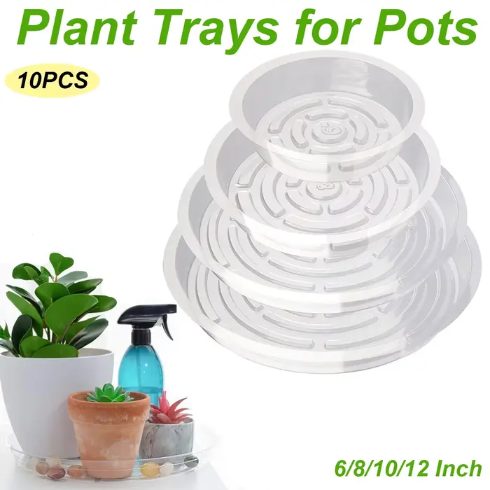 Plateaux d'égouttement de plantes en plastique, ronds et transparents, robustes, pour intérieur et e
