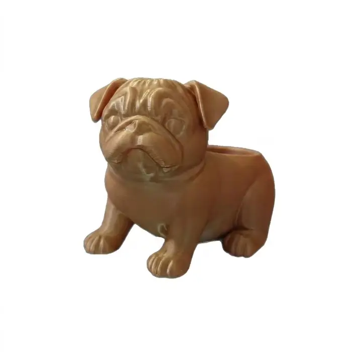 Pot de fleurs en plastique imprimé en 3D en forme de bouledogue, pot minimaliste en forme d'animal, 