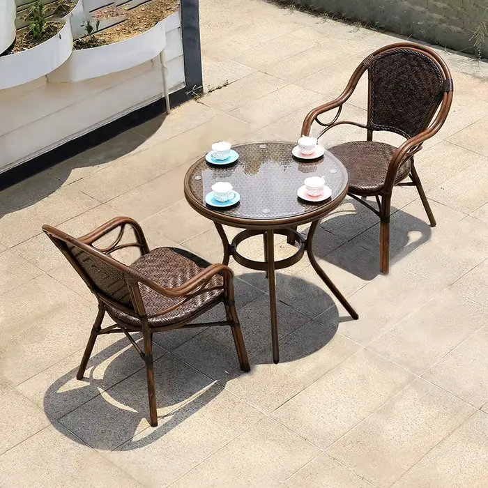 Ensembles de meubles de jardin d'extérieur, table et chaise à cadre en aluminium pour café et boutiq
