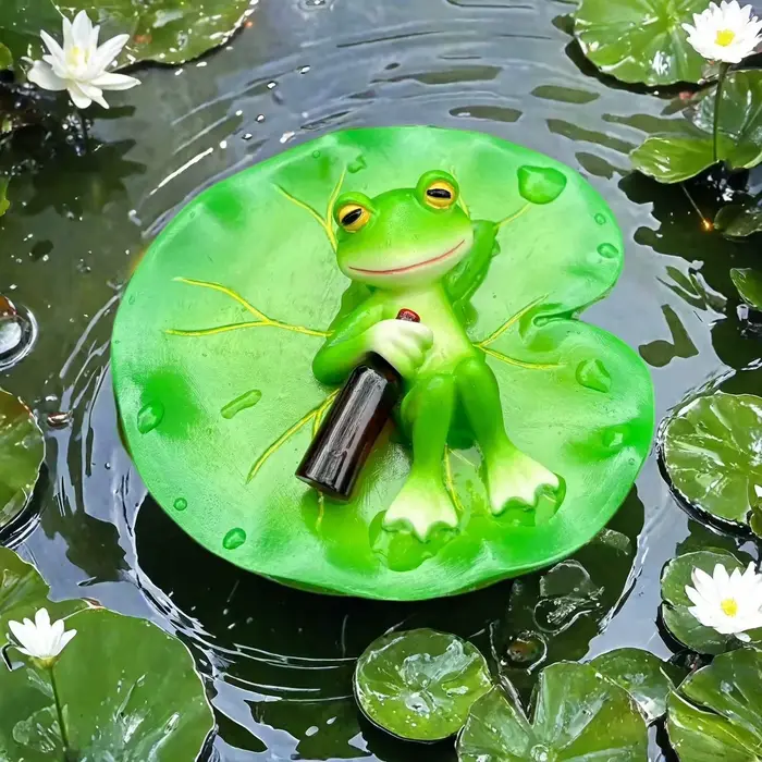 Décor de grenouille flottant pour étang, ornement de grenouille, Statue artisanale pour fleur de Lot