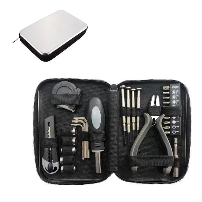 27 pièces Kit d'outils en métal boîte en fer boîte à outils en fer Durable ensemble Logo impression 
