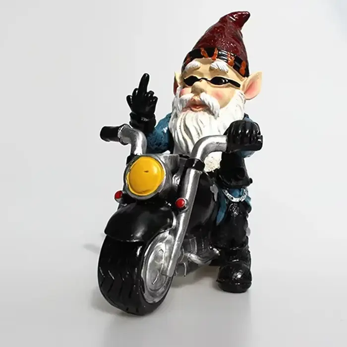 1 pièces Gnome nain résine artisanat décoration de jardin ornements de maison motard vieil homme équ