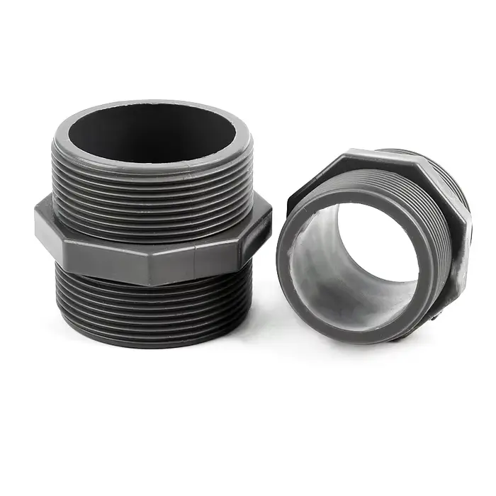 Connecteurs droits égaux en PVC à Double filetage mâle de 1/2 à 2 pouces, connecteur de tuyau d'aqua
