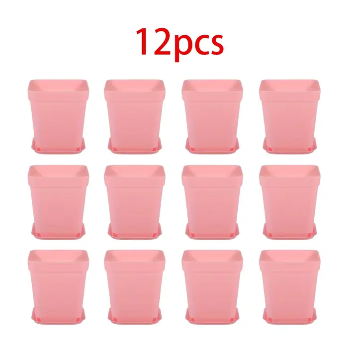 12 pots à fleurs carrés avec plateau, décoration intérieure et extérieure, jardins, pépinières, mati