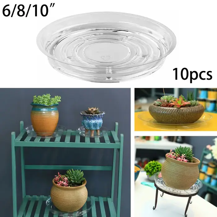 Soucoupe pour plantes de jardin, plateau d'égouttement transparent en plastique, Pot de fleur rond, 
