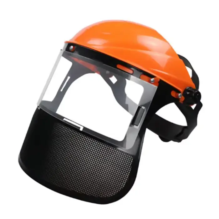Casque de sécurité pour coupe gazon de jardin, chapeau avec masque de protection complet en maille p