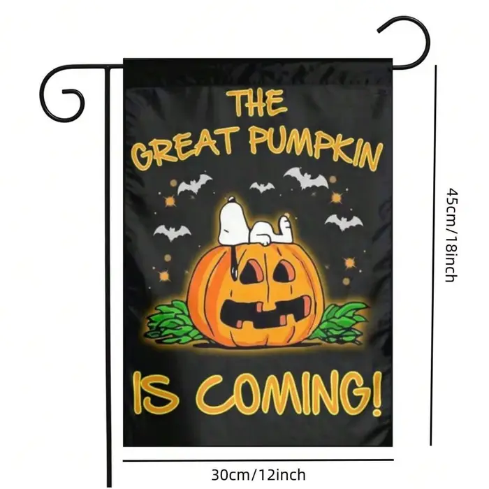 Drapeaux de jardin - Décoration de patio extérieure imprimée recto-verso avec motif de citrouille et