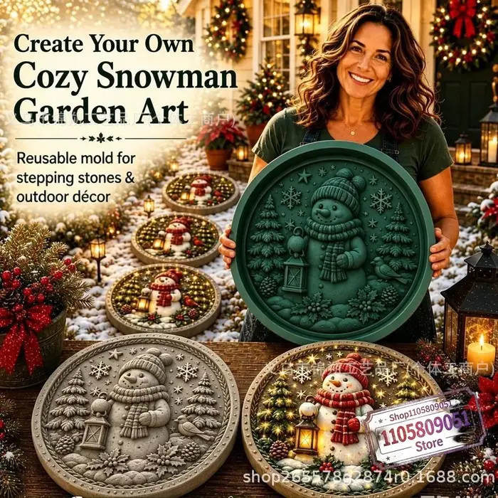 Moule en silicone pour pierres de jardin de Noël, réutilisable, pour béton et ciment, décoration de 