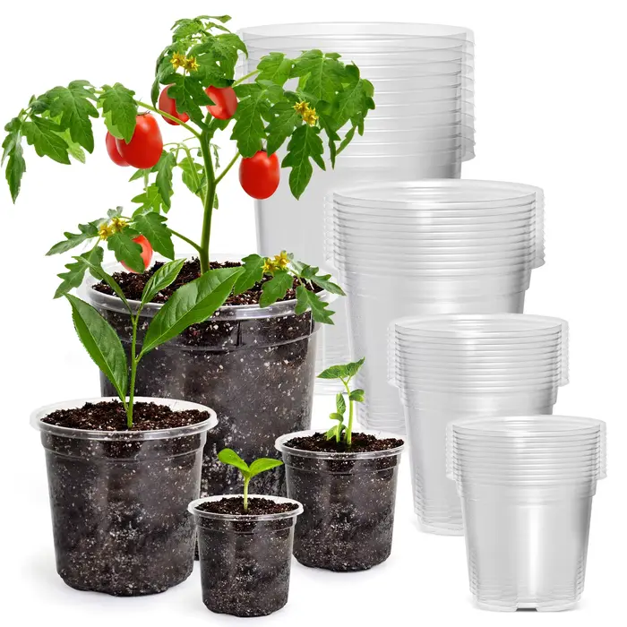 36 paquets de Pots de pépinière transparents renforcés de 6.7/5/4/3.5 pouces avec trou de Drainage, 