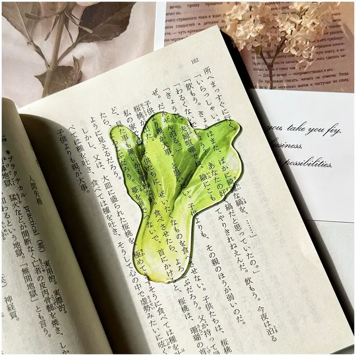 Marque-page créatif en forme de légume, fonctionnel, transparent, en acrylique, aux couleurs vives, 