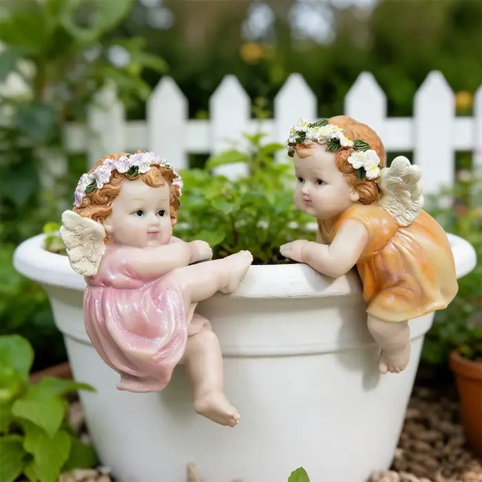 Statue d'ange porte-plante