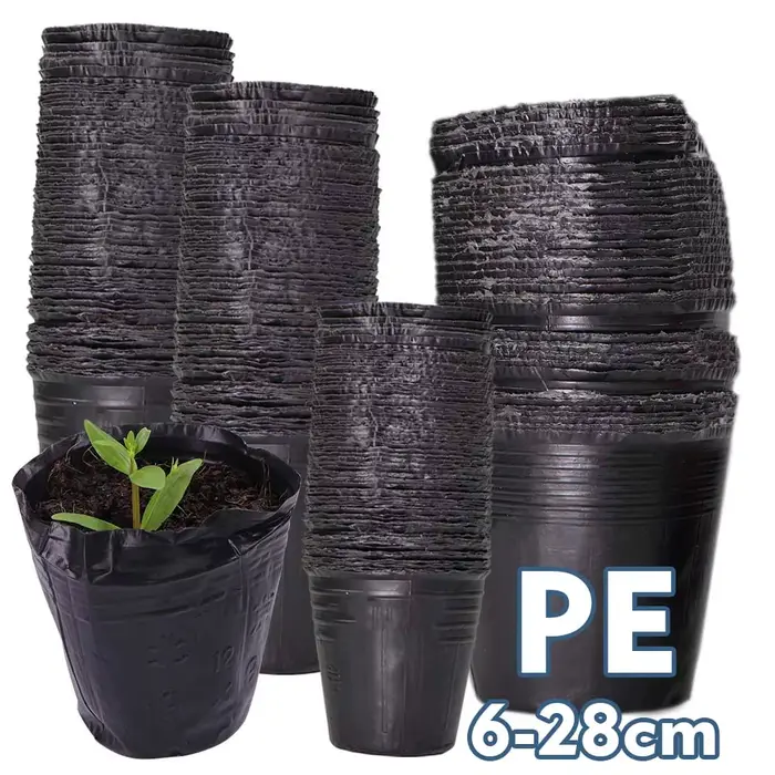 Pots de pépinière en plastique noir, 50 pièces, sac de culture de graines, plante à fleurs, conteneu