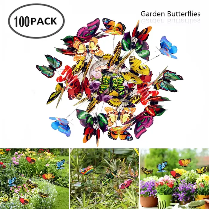 Piquets de papillon 3D imperméables multicolores, poteau Élde jardin de faux papillon, ornements de 