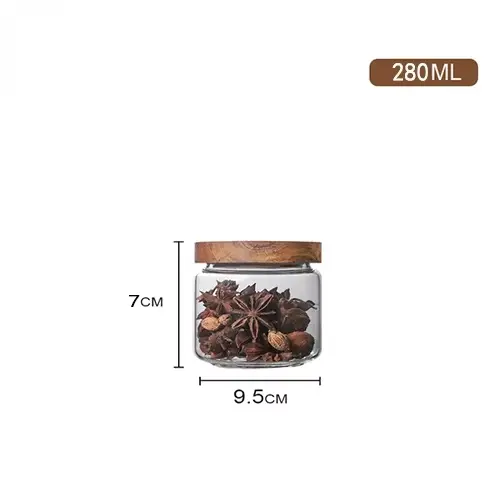 Récipient de cuisine scellé avec couvercle en bois, grand bocal de stockage des aliments, verre tran