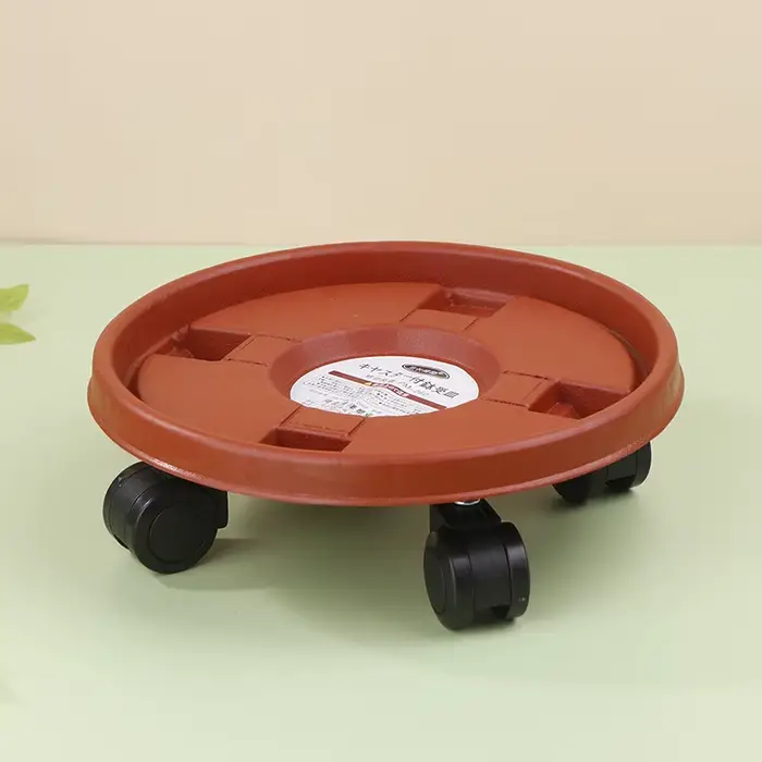 Support de pot de fleurs à roulettes, plateau rond en plastique, base robuste pour pot de fleurs, su