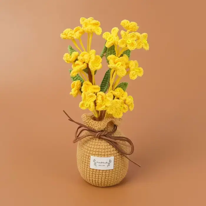 Fleur artificielle de chèvrefeuille au crochet faite à la main, fleur éternelle, fausse fleur en pot