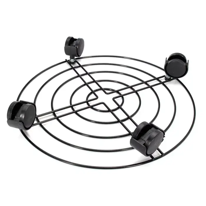 Plateau de Pot de plante de fleur rond en métal noir, 4 tailles, 4 roues, jardinière lourde, Pot de 
