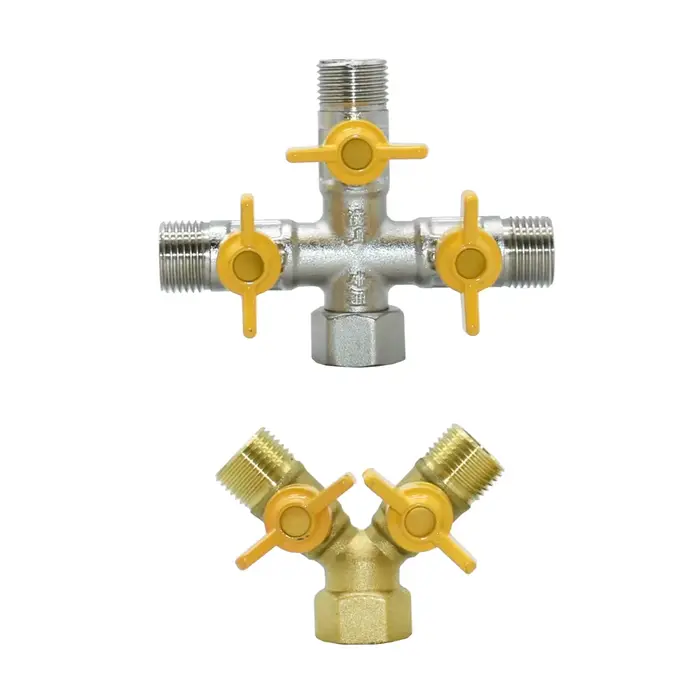 Tuyau de robinet d'arrosage en laiton, filetage 1/2 ", 2/3 voies, séparateur d'eau, connecteur Y, Va