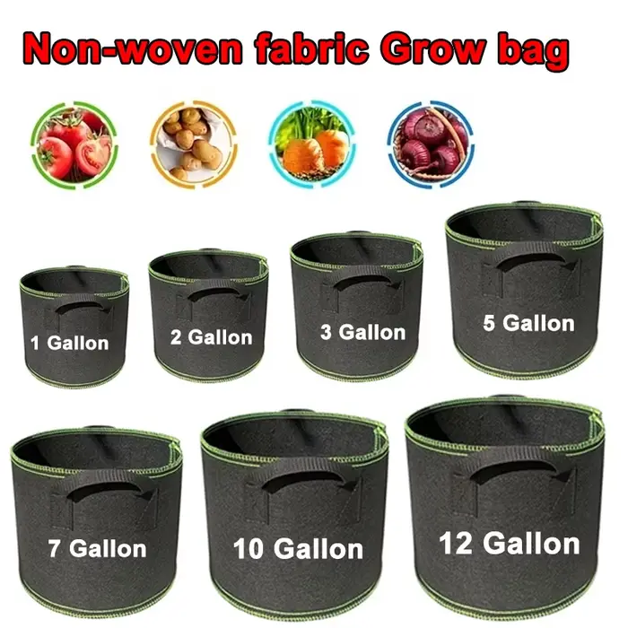 Sacs de Culture Épais Non Tissés pour Légumes, Fleurs et Plantes, Pots en Tissu d'Aération avec Foy,