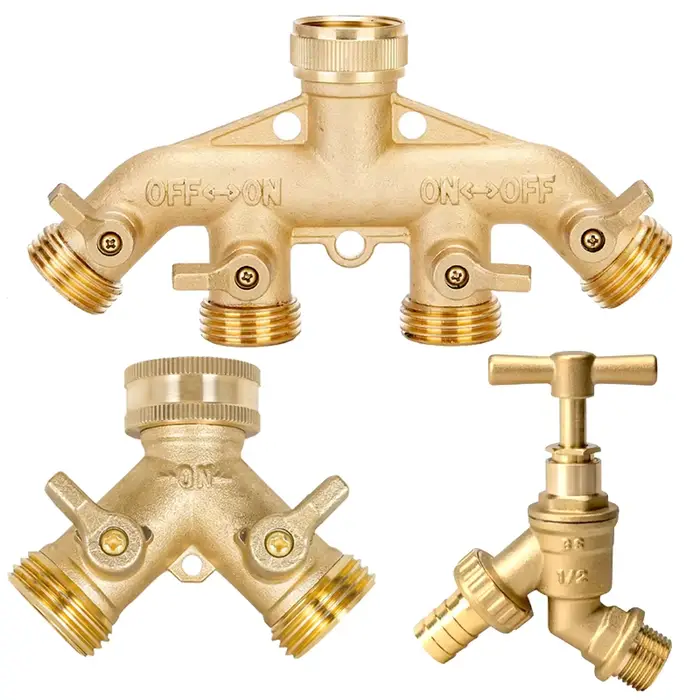 Séparateur de tuyau d'arrosage en laiton, 3/4 pouces, 2/4 voies, robinet de jardin, connecteur d'arr