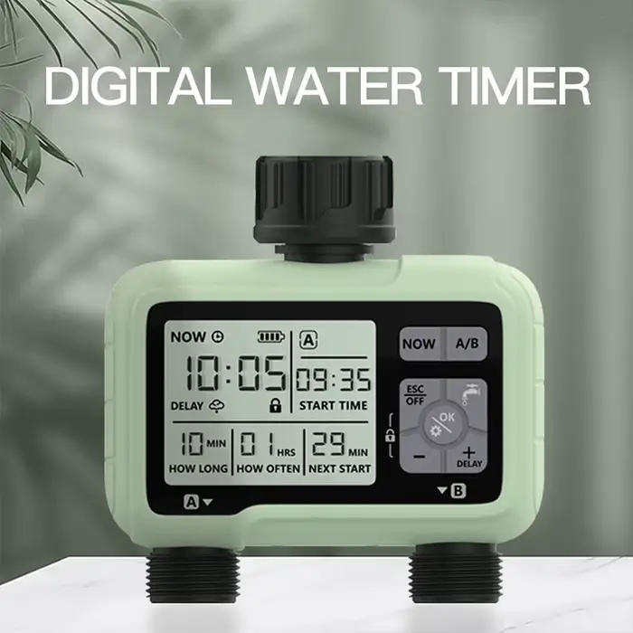 Super système de synchronisation, minuterie d'eau à 2 sorties, arrosage précis, Irrigation automatiq