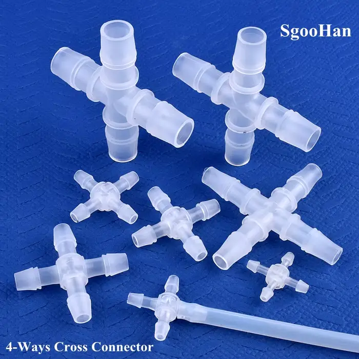 Connecteurs croisés en plastique, 5 à 200 pièces, 2.4 ~ 12.7mm, Irrigation de jardin, diamètre égal,