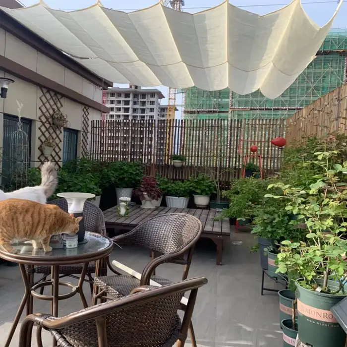 Filet pare-soleil ondulé rétractable, tissu HDPE anti-UV 18010195%, pergola de jardin, ombrage de pi