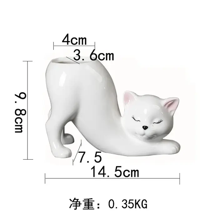 Pot de fleur de chat de dessin animé, Vase queue de chat mignon, Pot de plantation succulente, Vase 