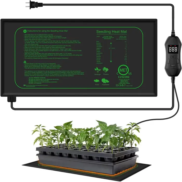 Tapis chauffant pour semis avec thermostat numérique, pour plantes d'intérieur, germination, propaga