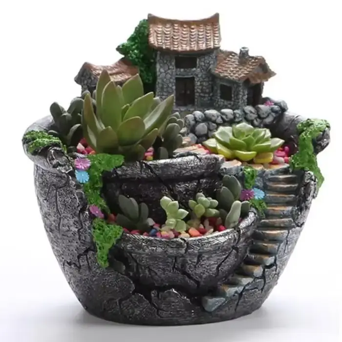 Pot de fleurs en résine pour plantes succulentes, support de bureau, décoration de jardin de maison,