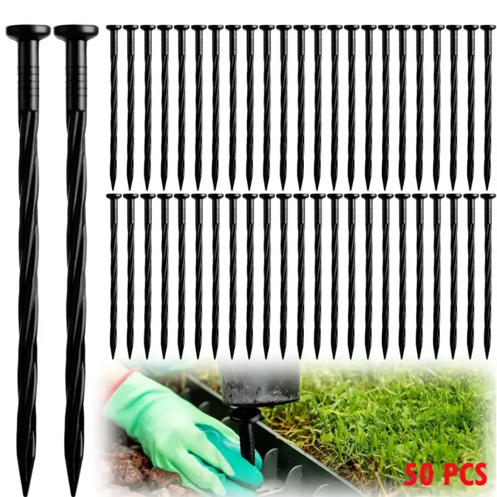Piquets de pelouse en plastique, longueur de 20cm, pointes d'ancrage, filet de jardin, piquet de sol