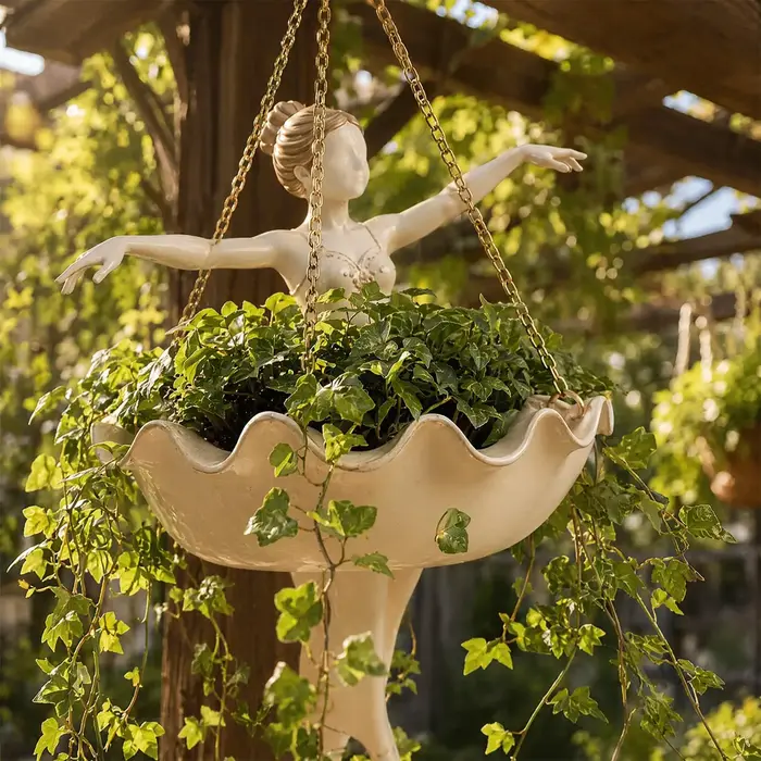 Pot de fleurs élégant suspendu en forme de ballerine, pour la culture de plantes, idéal pour salon, salle à manger, balcon, café, appartement, cadeau.