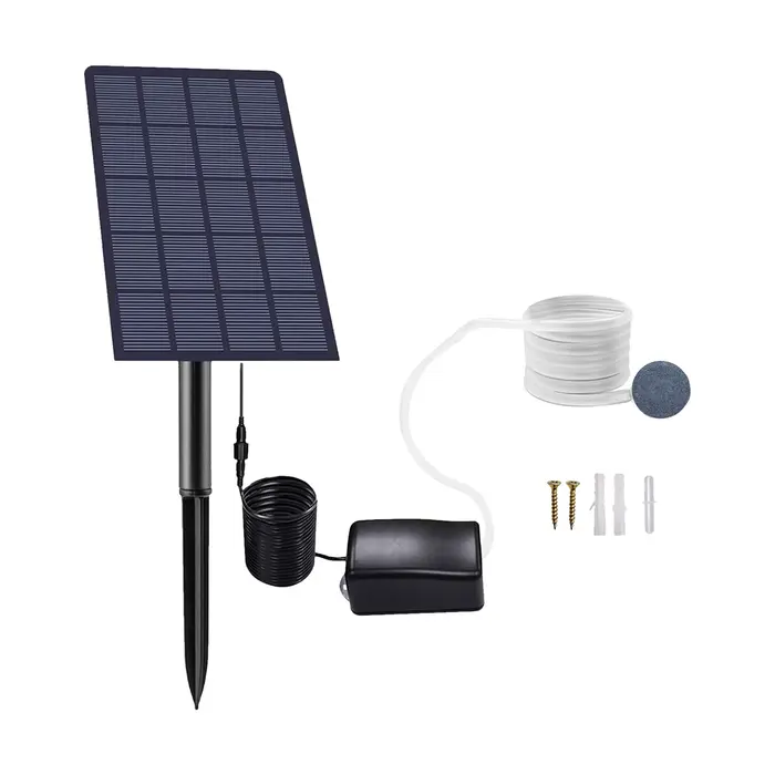 Pompe à oxygène solaire enfichable avec tuyau, oxygénateur précieux pour poisson, aérateur d'oxygène