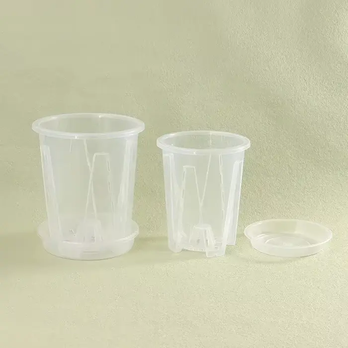 Pot de fleur Transparent bonsaï avec plateau de contrôle des racines pour la plantation d'orchidées Phalaenopsis