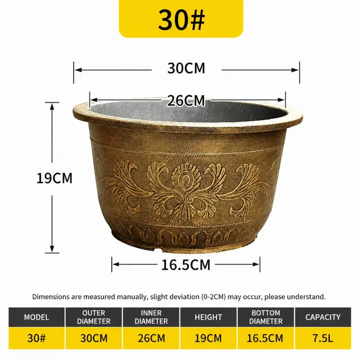 Pot de fleurs en résine Lotus, capacité 7,5 L, hauteur 19 cm, réservoir d'eau, grand pot de fleurs r